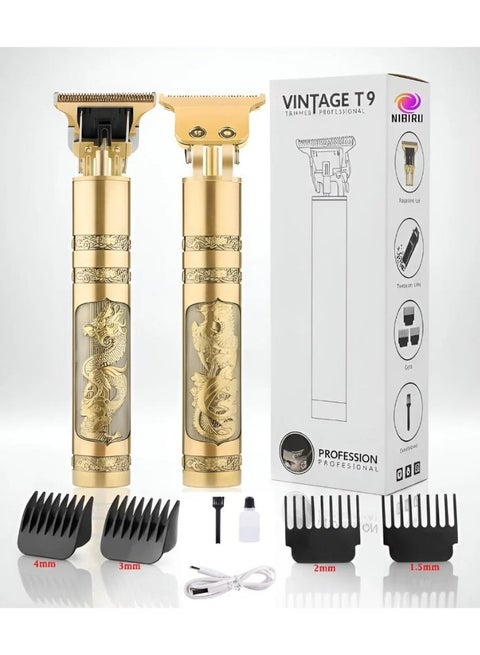 Vintage T9 Beard Trimmer for Men Dragon Style Hair Clipper Cordless Shaver